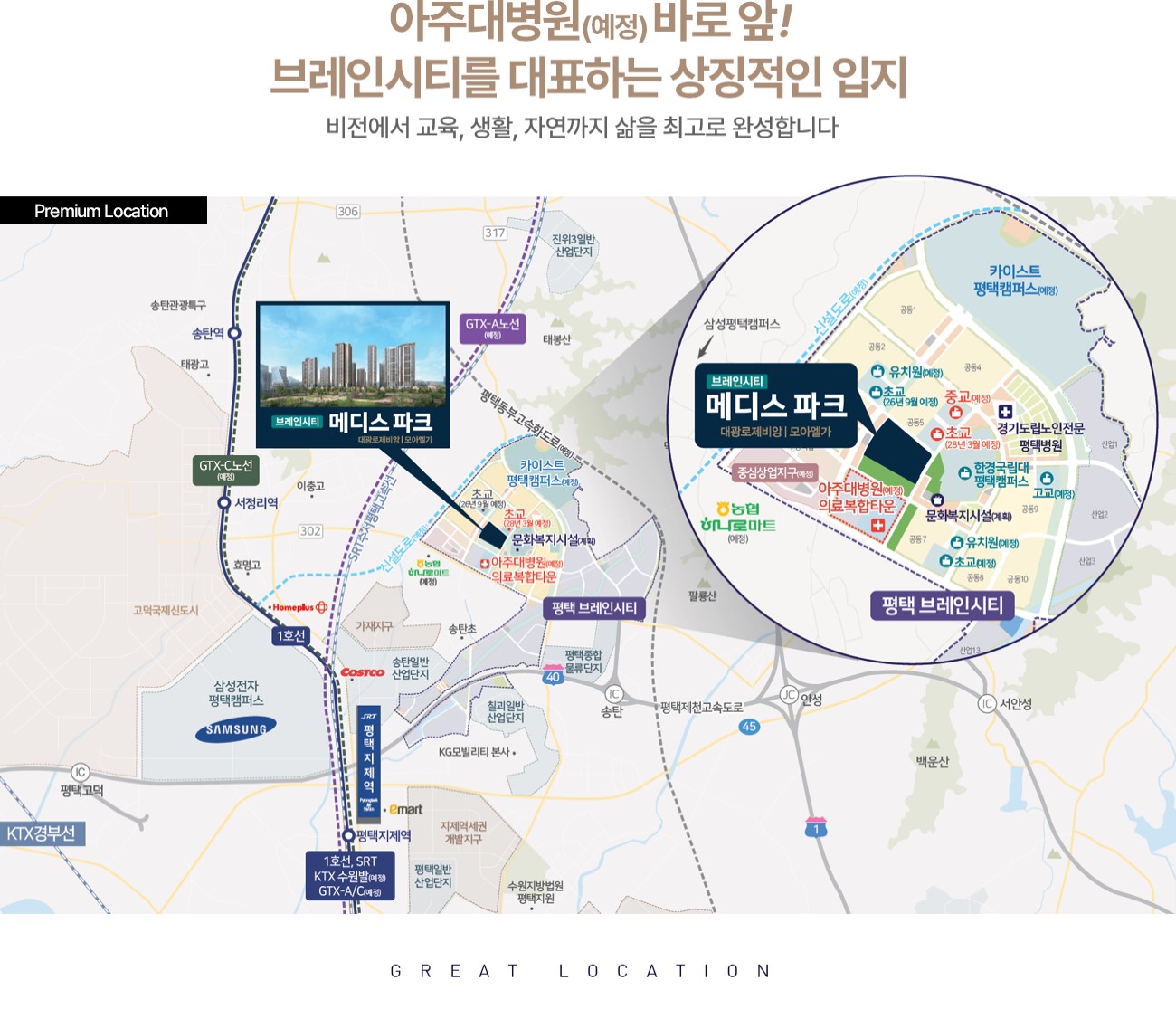 브레인시티 메디스파크 로제비앙 입지환경소개-image2